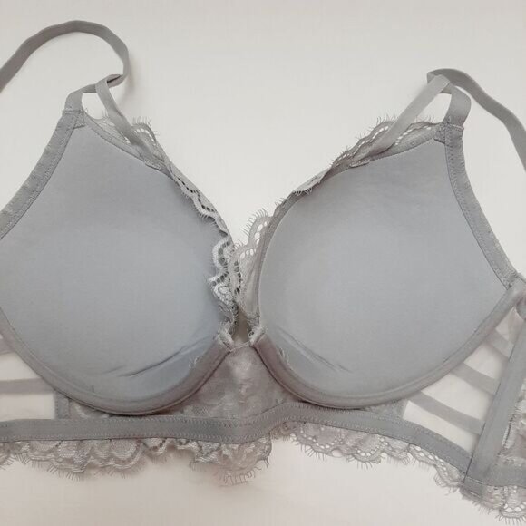 LA SENZA Beyond Sexy Push-up Bra Floral Lace & Rhinestones Grey Sz 36C - Picture 16 of 16
